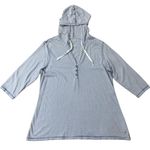 Calvin Klein Hoodie Striped Blue White Long Sleeve Shirt Dress Size XXL Preppy Photo 0