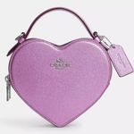 Coach Heart Crossbody Bag in Metalic Crossgrain Leather Lilac CP020 Photo 0