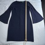 Ralph Lauren Lauren Dress Womens 8 Navy Blue Bell Sleeve Metallic Sheath Party Photo 4