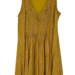 Old Navy  Pleated Mini Swing Sun Dress Mustard Yellow Floral Sleeveless Size S Photo 0