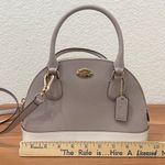 Coach Cross Grain Leather Mini Cora Dome Satchel Colorblock Gray Birch/Chalk Photo 13