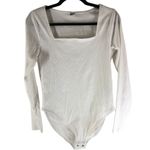 Old Navy Womens Long Sleeve Ribbed Bodysuit Square Neck White L Photo 0