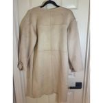 ZARA  Beige Suede Collarless Long Coat Jacket Women M Photo 2