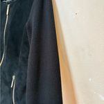 Bernardo Genuine Leather Moto Jacket Knit Sleeves Black Cropped Medium  Photo 7