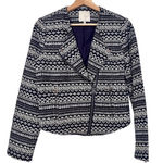 Joie  Darnel Printed Moto Jacket Zip front blue size M Photo 0