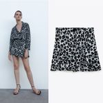 ZARA NWT Leopard Print Skirted Shorts Skort Size XS Black Gray Photo 3