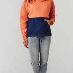 Carve Designs ‎ Rowayton Colorblock Cowl Women's Sweatshirt, Terracotta W. Navy M Photo 0