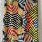Alice + Olivia Geometric Stripe Dress Mini Halter Multicolor Print Shift; size L Photo 0