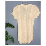 Old Navy  Cream Chunky Cable Knit Short Sleeve Plunging V-Neck Tunic Sweater Med Photo 1
