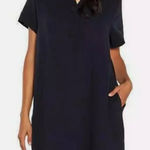 Three Dots 100% Cotton Double Gauze Polo Collar Dress Black Size Small Photo 0