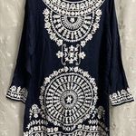 Buckhead Betties Women’s Size Large Tunic Dress Bell Sleeve Navy Print NWT Photo 0