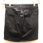 Good American  Waxed Denim Mini Skirt Black Photo 5
