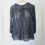 Free People  Black Boho Gauze Tunic Oversized Blouse Size Small Photo 5