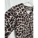 Cara Cara V Neck Blouse animal print cuff ties brown tan small Photo 9