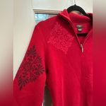 Eddie Bauer Vintage Cotton 1/4 Zip Wine Red Knit Sweater Boho Winter Size Medium Photo 1