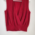 American Vintage Vintage Red V-Neckline Sleeveless Knit Wrap Top M Photo 3