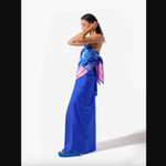 Harlan Vivara Purple Blue Bird Avis Print Multiway Oversized Satin Scarf Photo 5