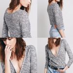 Free People Heathered Gray Deep V Faux Wrap Sweater Photo 1