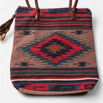 Pine Creek Boho Brown & Red Western Tote Bucket Bag, Fringe Detail, EUC Photo 3