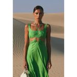 Cult Gaia  Eileen Dress XS Green Silk Rayon Side Cutout Back Zip Revolve Photo 5