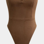 Micas NEW  Brown Basic V-neck Strapless Bodysuit Size Large Photo 0