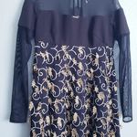 Mary D'aloia Black Long Sleeve Mesh Embroidered Applique Dress Size 4 Photo 3