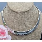 Chico's  Hammered Silver Tone Structured Collar Necklace Brutalist Minimalist Photo 1