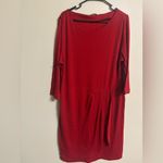 Talbots Red Faux Wrap Dress 3/4 Sleeve Wool Blend Size XL Classic Solid Pullover Photo 1