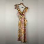 Showpo Glaucus Cut Out Satin Floral One Shoulder Midi Dress Sz 8 NWT Pink Photo 2