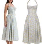 House Of CB ‎ Adabella Floral Pleated Halter Sundress in Light Blue NWOT size L Photo 6