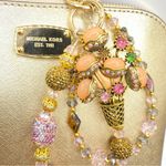Handmade 💐Luxury Bag/Phone Chain Charm/Keychain Orange FLOWER BASKET Bling Crystal Beads Photo 1