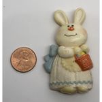 Hallmark Vintage ‎ Bernadette Easter Bunny Pin Brooch 1975 Basket Plastic Dress Photo 3
