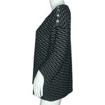 Onque Casual Shirt Womens Size L Black Gray Textured Striped 3/4 Sleeve Buttons Size L Photo 2