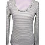 Boden Striped Scoop Rib Frill Jersey Top Size 8 White Photo 0