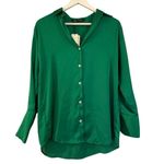 ZARA  green satin NWT button up blouse xs Photo 2