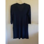 J Jill Navy Blue Linen Viscose Vneck Sheer Dress Swim Coverup Womens Small Photo 4