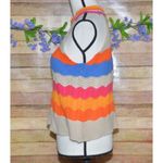 THML Cute Halter Top Sweater Color Block Crochet Ladies Size L Boho Festival Photo 5