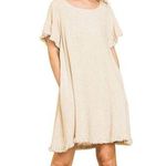 Umgee USA Frayed Hem Sleeve Round Neck A-line Dress with side pockets size M Photo 0