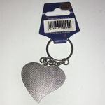 British Flag Pink Glitter Heart Boho Keychain Silver Photo 3