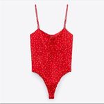 ZARA Red Star Print Lace-Up Bodysuit Size XS NWT Photo 1