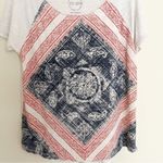 Lucky Brand Handkerchief T-Shirt Womens Size L Paisley Patriotic Americana Photo 1