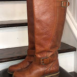 Lucky Brand  Brown Leather Knee High Moto Riding Boots SIZE 7 — 7.5 Photo 0