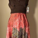 BCX Brown Pink Handkerchief Hem Sleeveless Mini Dress Size 5 Photo 0