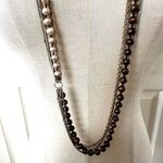 Nakamol brown and cream pearl multi strand long chain necklace Photo 2