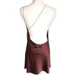Saint Moon Satin Silky Asymmetric draped Open Back Mini Dress Brown Size L Photo 4