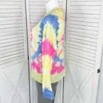 Crown & Ivy  Neon Tie Dye Oversized Sweater Yellow Pink Blue Large Lightweight Photo 1