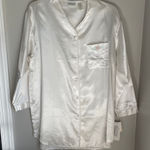 Adonna  White Satin Button-Up Sleep Shirt Photo 0