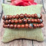 None Artisan 2 Piece Set Red Jasper Natural Stone Pendant Necklace & Wrap Bracelet Photo 6