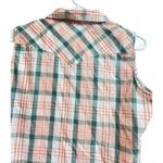 Wrangler Wrancher Shirts Women's Medium Sleeveless Pearl Snap Pink Blue White Photo 7