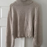 Lovers + Friends  Sweater Beige Turtleneck Distressed Size XL Photo 0